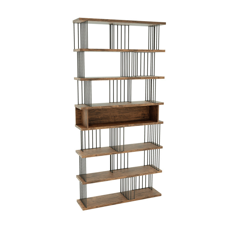 7-tier Open Back Bookcase With Mdf Wood Finish And Metal Frame