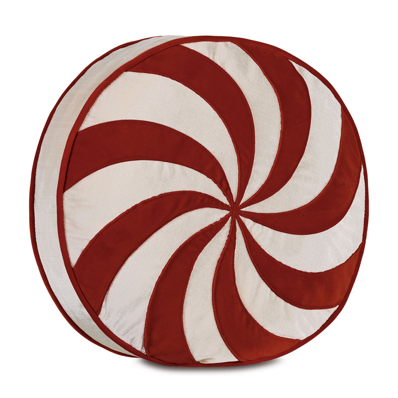 Holiday Traditional Circular Pillow Cover & Insert, Red/White