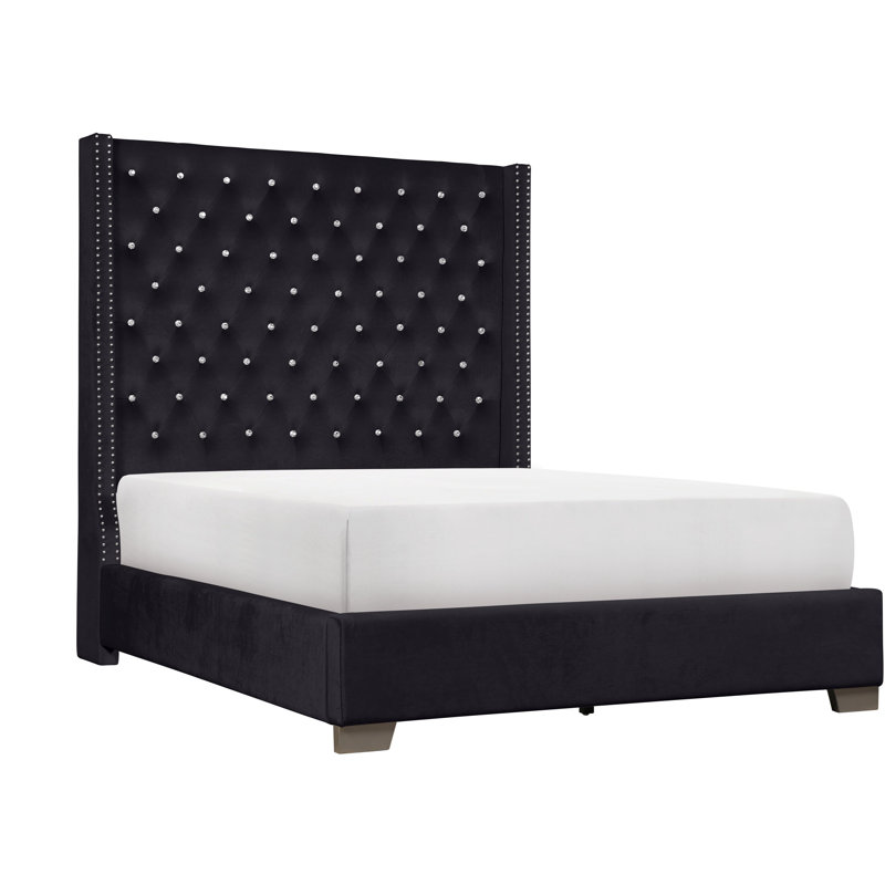 Harley-Rose Upholstered Platform Bed, King, Black
