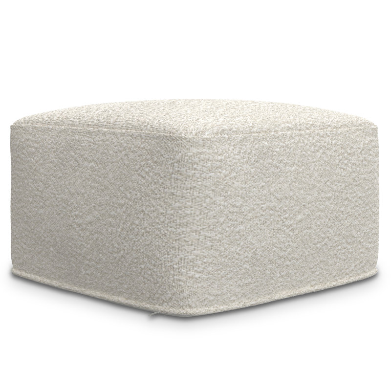 Ivory Boucle Square Pouf with Polystyrene Filling
