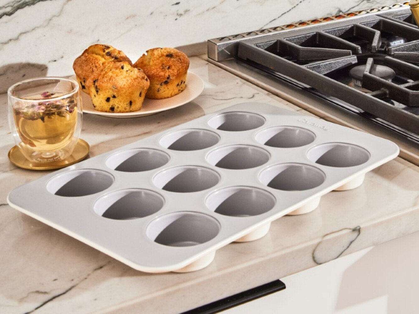 Caraway Nonstick Muffin Pan, Cream, Cream