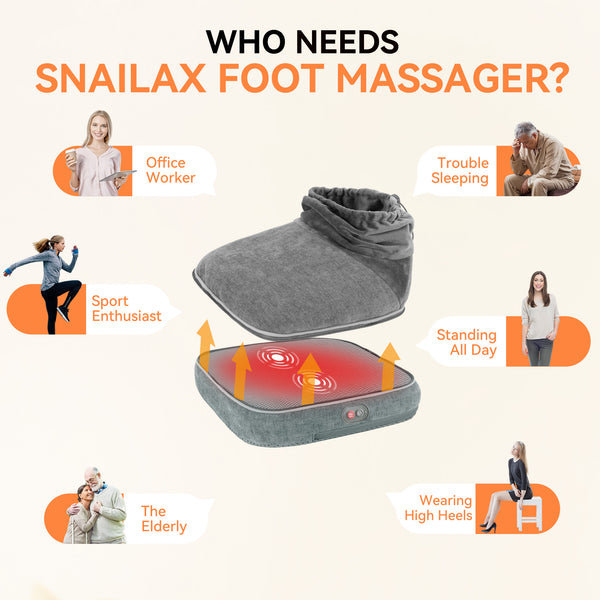 Masseur de pieds Snailax avec chaleur - modes de vibration, chauffage réglable, télécommande, convient à la taille 13