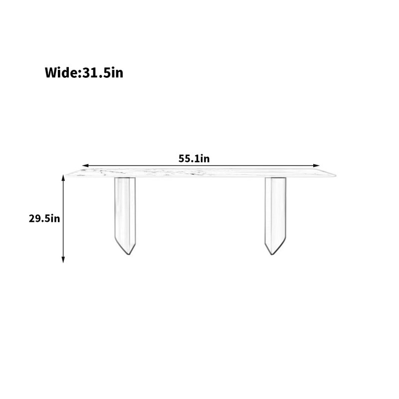 Table de salle à manger rectangulaire l 31,5 po Kalyx, H 29,5 po x L 55,1 po x l 31,5 po