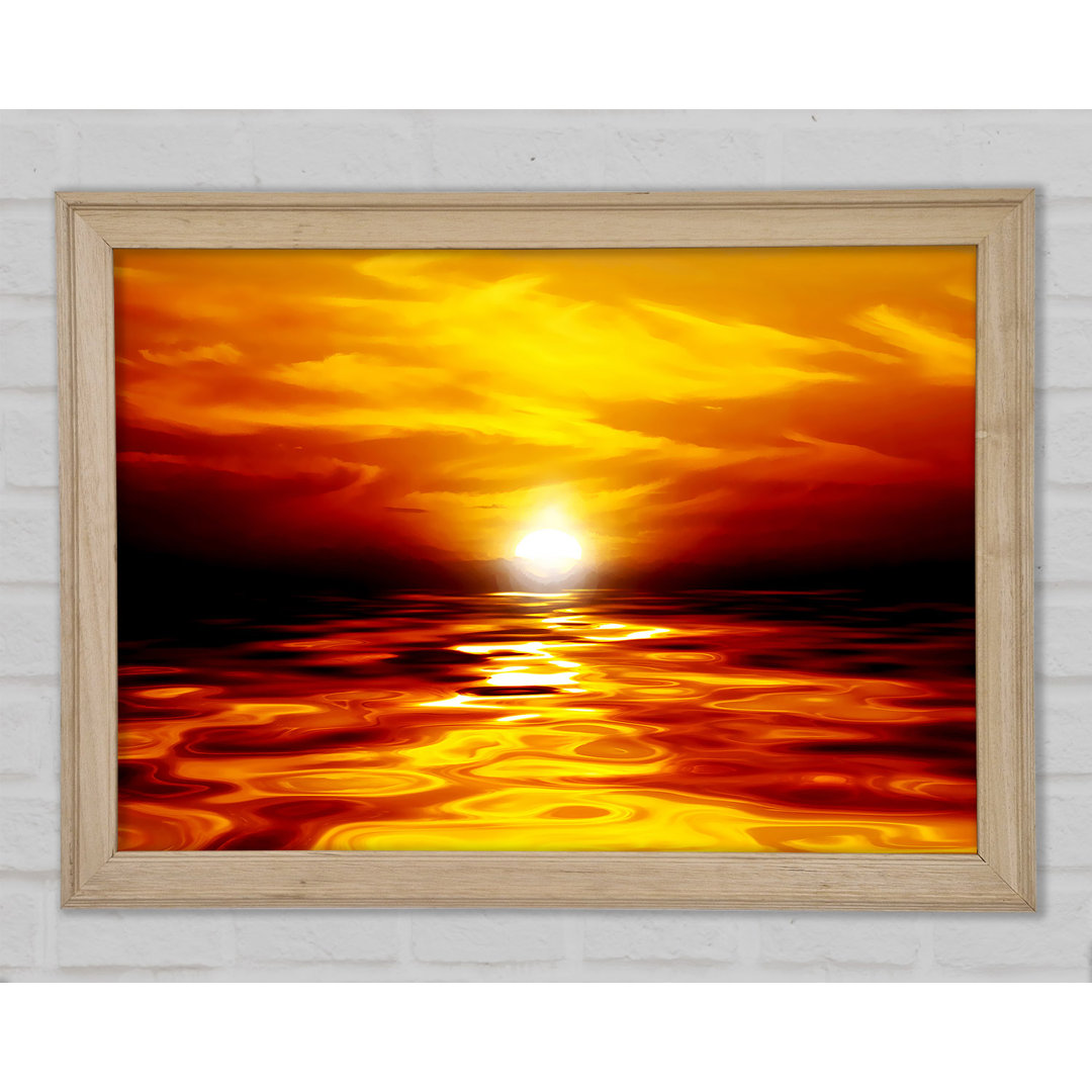 Gerahmtes Leinwandbild Lava Ocean Sunset Yellow