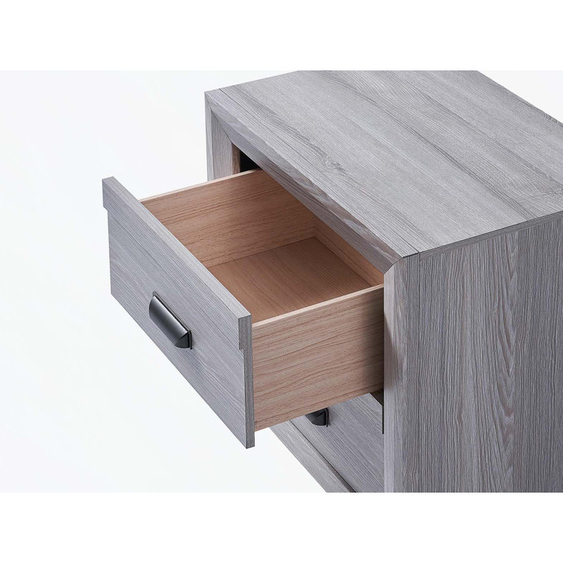Table de bout de table de chevet 1pc avec deux tiroirs de rangement, Gris