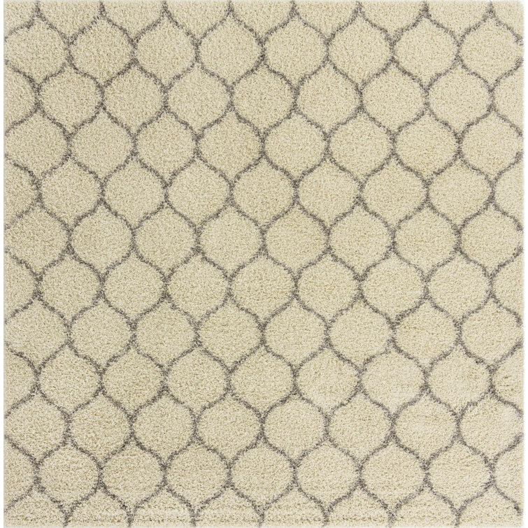 Red Barrel Studio® Ruby Trellis Shag Rug Ivory