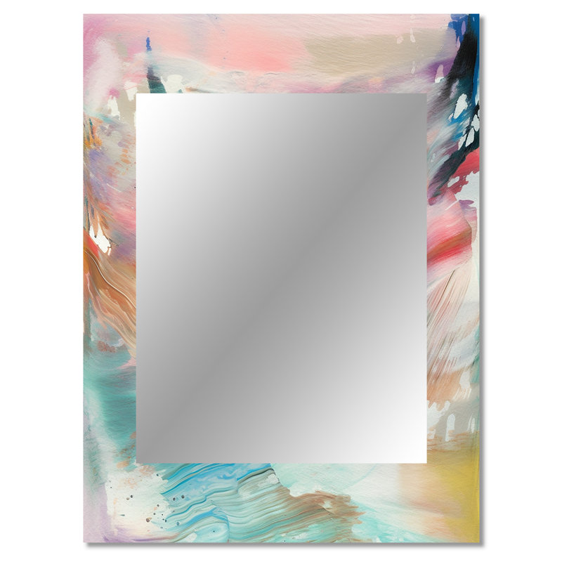 Printemps miracles en tendre rétro pastel III - miroir de peinture abstraite, miroir mural décoratif moderne, impression d'art en métal