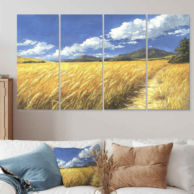 Douville - Meadow Wall Art - ensemble d'art mural traditionnel, H 28 po x l 48 po, 4