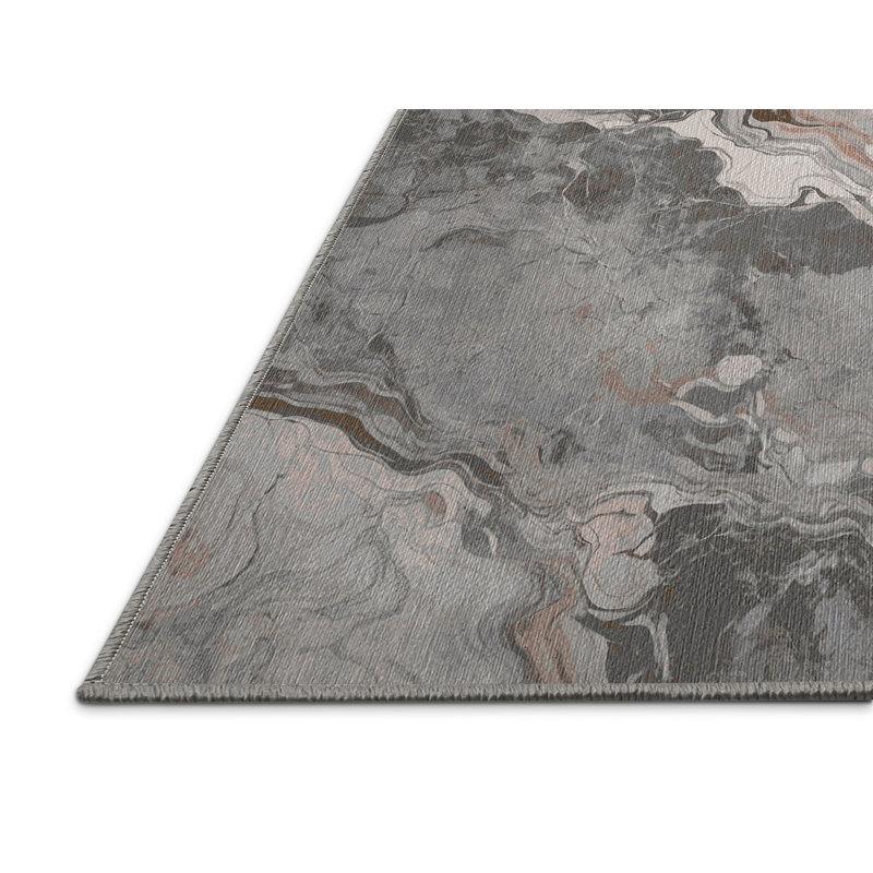 Machine Washable Gray Area Rug, Rectangle 8' x 12'