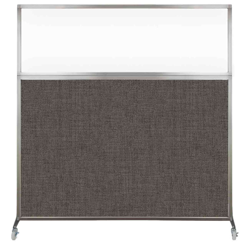 Cloison de bureau Hush - fenêtre transparente, Moka, 72"