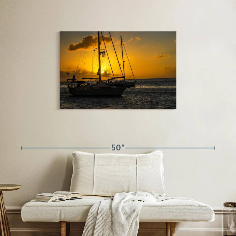 Mehar Sailboat At Dusk, 24" H x 36" W
