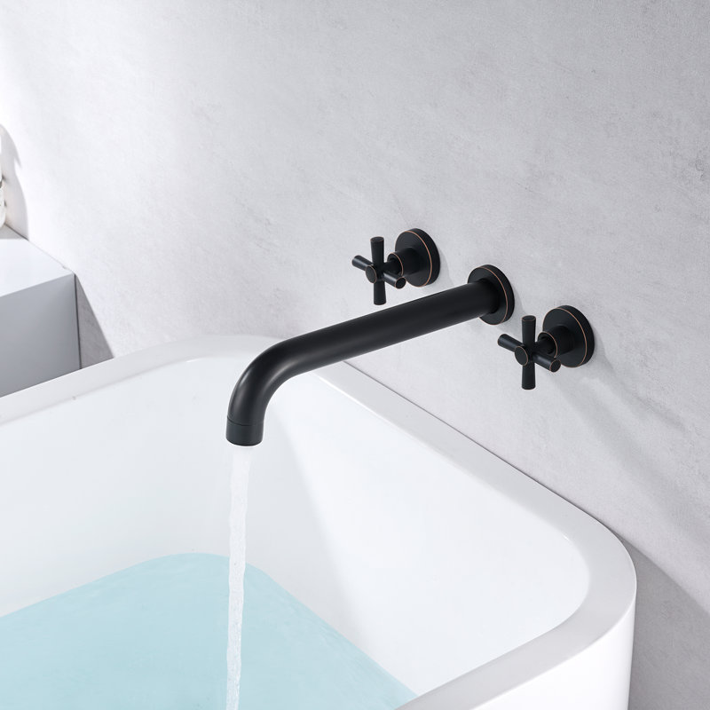 High Flow Rate Extra Long Spout Double Handle Wall Mounted, Oil Rubbed Bronze, Cross Handle