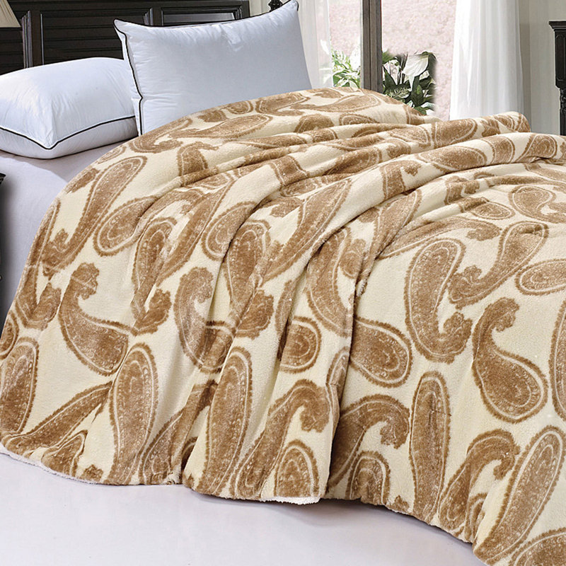 Knitted Throw Blanket, Amphora Big Paisley, 233.7cm L x 218.4cm W