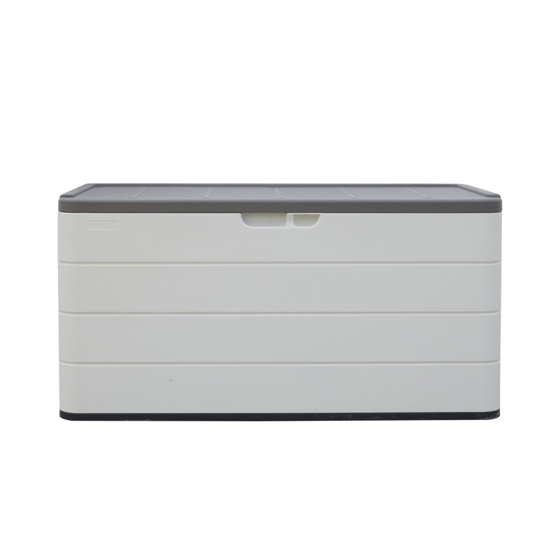 46'' White and Gray Lockable HDPE Outdoor Storage Cabinet