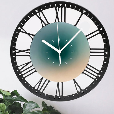Horloge murale ronde en fer 10 po avec mouvement à quartz silencieux, chiffres romains, impression UV