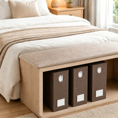 Ensemble de 6 organisateurs de draps et rangement, organisateur de placard en lin pliable avec fenêtre pour literie grand et très grand