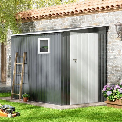 7.5 ft.W X 4.5 ft.D Lean-to Storage Shed With Window Hinge Door for Backyard