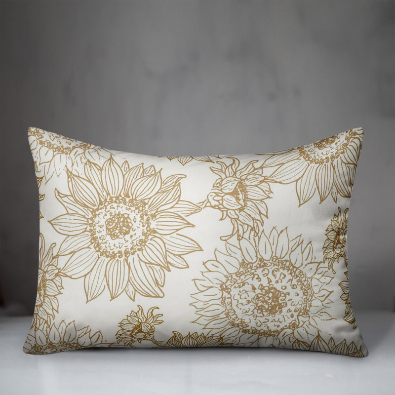 Polyester/Polyester Blend Lumbar Rectangular Pillow Cover & Insert, Gold/White