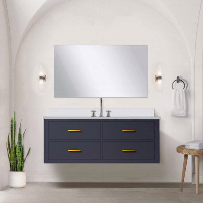 Single Basin Bathroom Vanity 48" Wide X 22" Deep, White Quartz Top