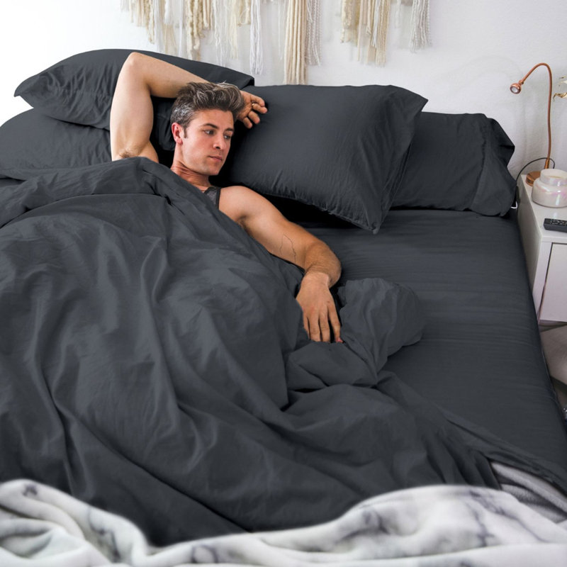 100% Cotton Percale - Set of 2, California King, Charcoal
