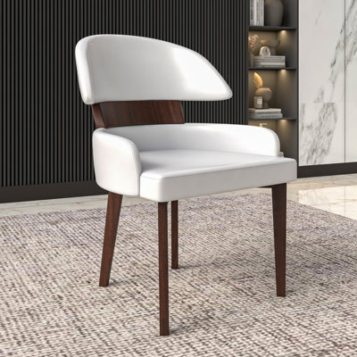 Considine Leather Dining Side Chair with Curved Back Accent Kitchen Chair