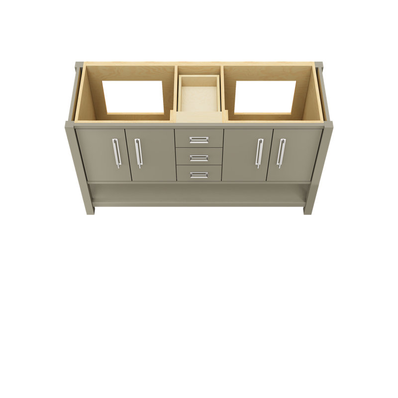 Kiawah Double Bath Vanity, French Olive, 60", Polished Chrome