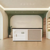 86.61-inch Vintage Style Front Desk, Checkout Counter & Computer Desk – Elegant and Practical for Commercial Use