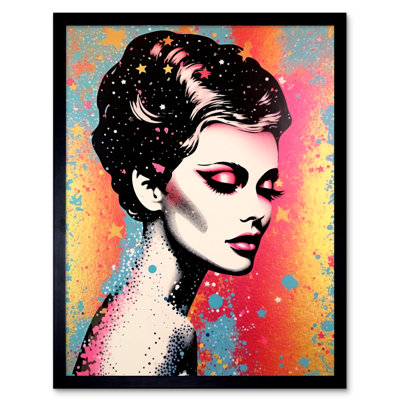 Goulette Stars In Hair Female Portrait Glam Aesthetic - Single Picture Frame Print
