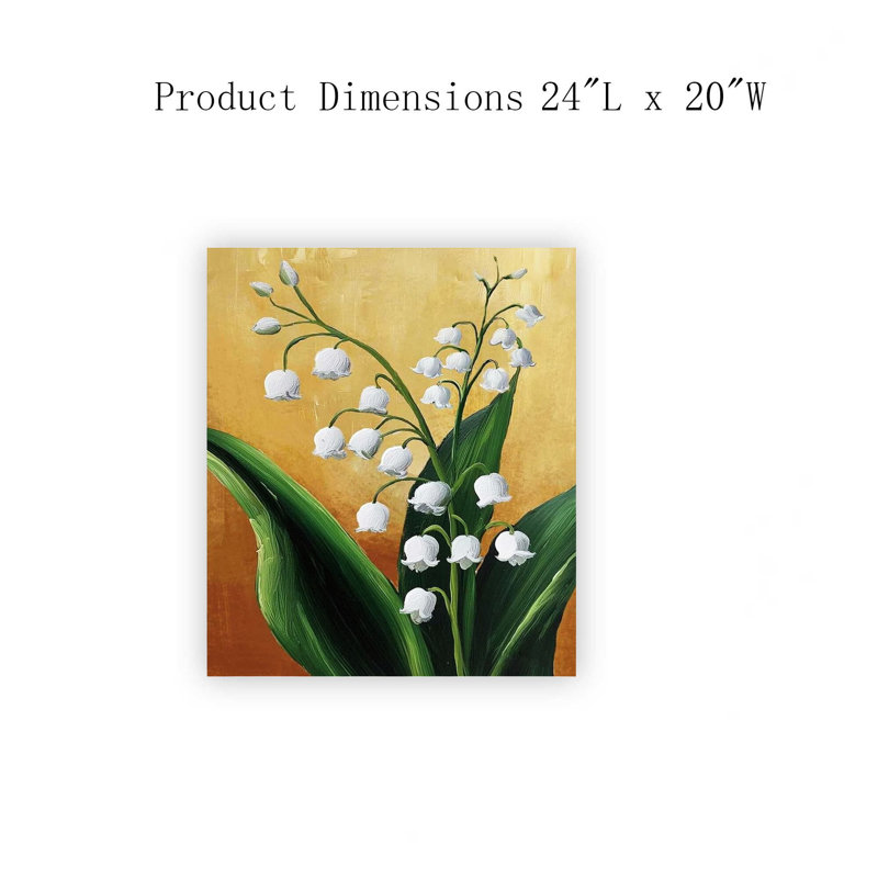 Motif floral blanc lys de la vallée, 20 x 24 pouces, pour décor de chambre à coucher, de salon ou de vestibule