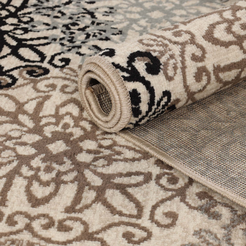 Daisetta Contemporary Floral Medallion Polypropylene Indoor Area Rug, Rectangle 6' x 9'