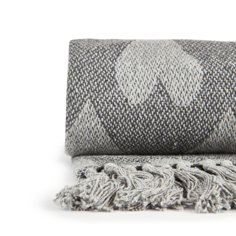 Gehmlich Hand Woven Throw Blanket, 178cm W x 254cm L, Charcoal