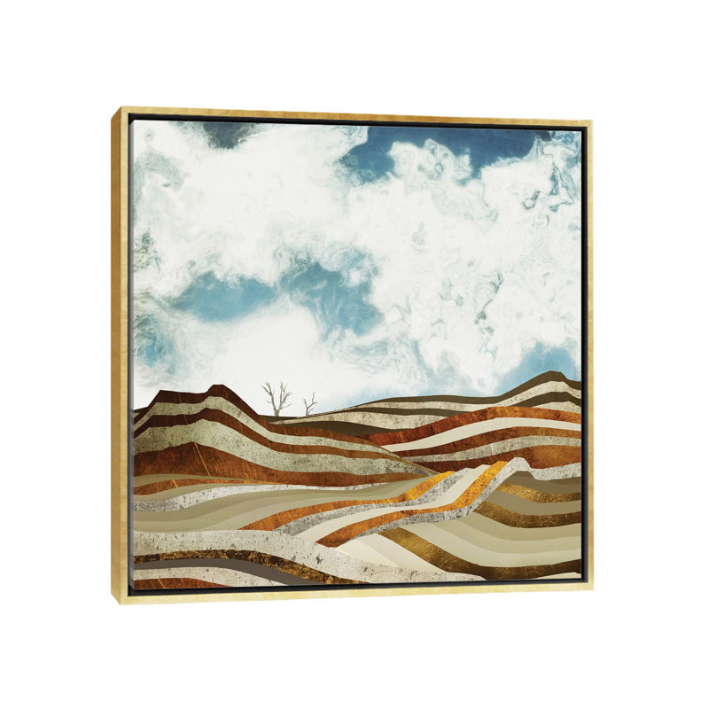 Desert Calm - impression d'art graphique, Toile encadrée d'or, Aucun mat, H 18 po x l 18 po x 1,5 po