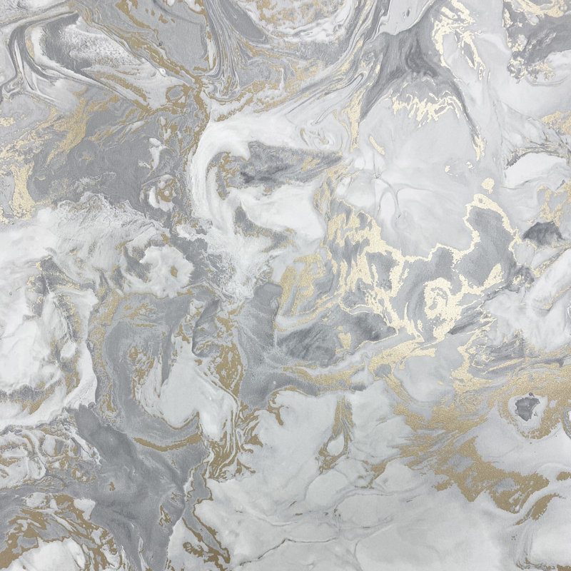 Elixir Marble Wallpaper, Grey/Gold
