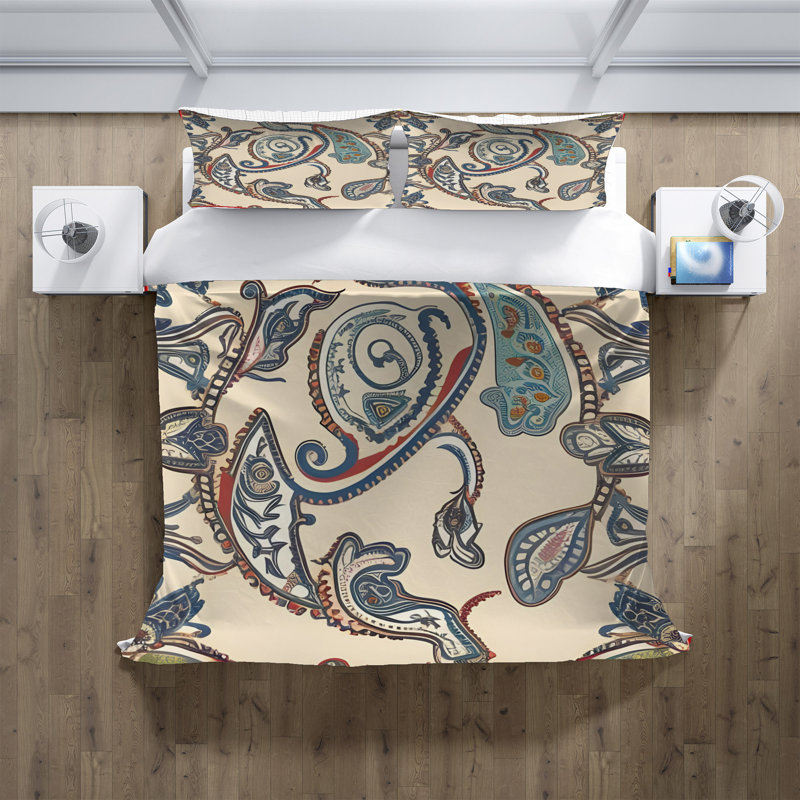 Literie , Housse de couette grand + 2 grandes taies décorat, Beige/Blue/Red