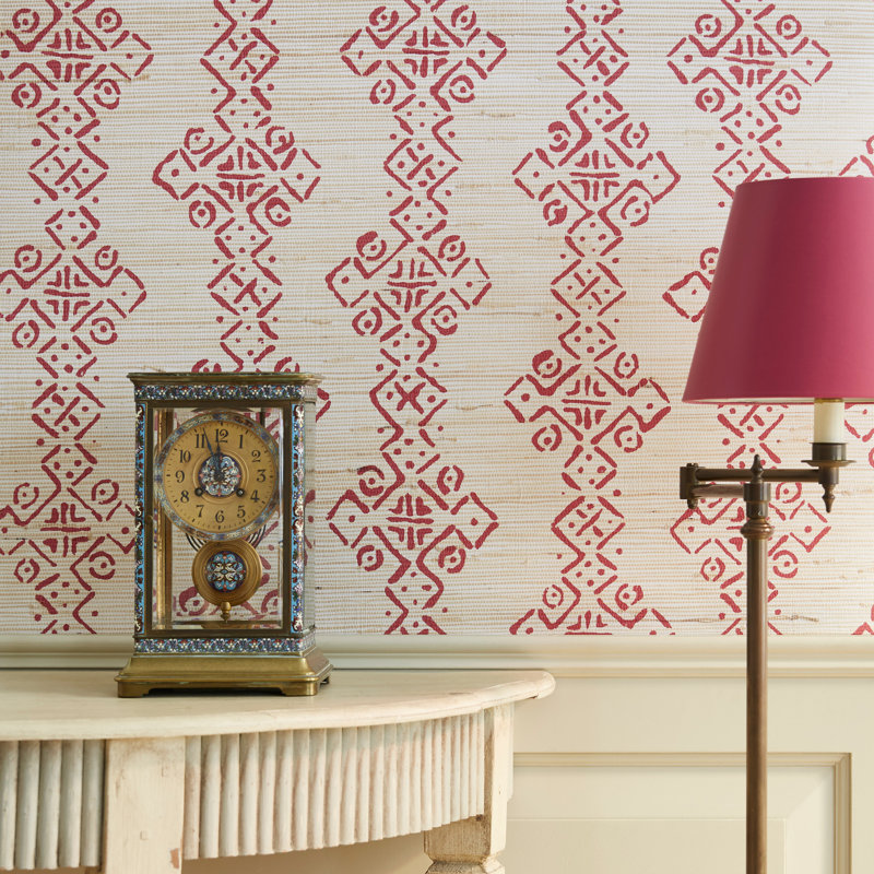 Mali 3' L x 33.46" W Wallpaper Roll, Red/Beige