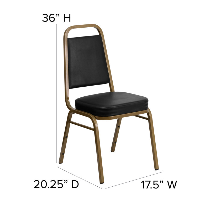 Black Vinyl and Gold Frame Stacking Banquet Chairs