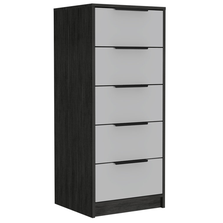 (( color black and grey )) Kaia 5 Drawer Dresser, Vertical Dresser