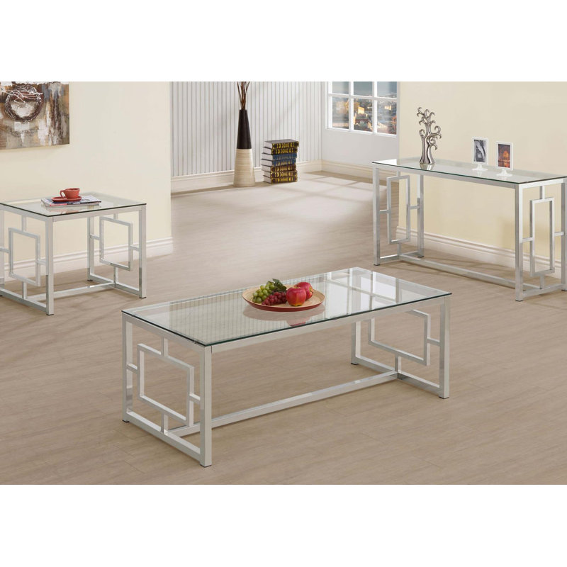 Glass Top Coffee Table, Silver
