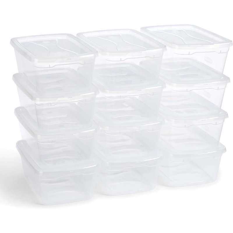 Contenants de rangement transparents Rubbermaid Cleverstore, 6 pintes, paquet de 12, empilables