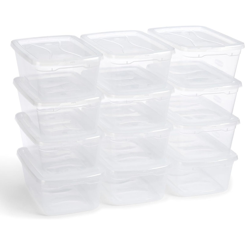 Rubbermaid Cleverstore 6 Qt Clear Storage Containers, 12 Pack, Stackable