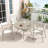 Outdoor Round Patio Dining Table for 4 6, All Weather Metal Dining Table With Umbrella Hole for Deck Lawn Garden Backyard, Sandstone-545311803-545311802
