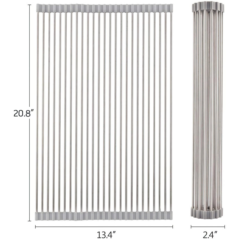 Panier à vaisselle en acier inoxydable, H 0,5 po x l 13,4 po x P 20,8 po, Gris chaud