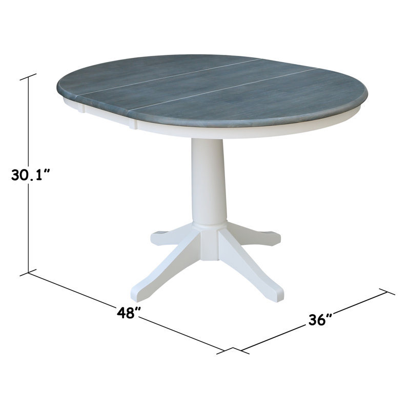 Chapital Extendable Solid Wood Dining Set, 3, White/Heather Gray