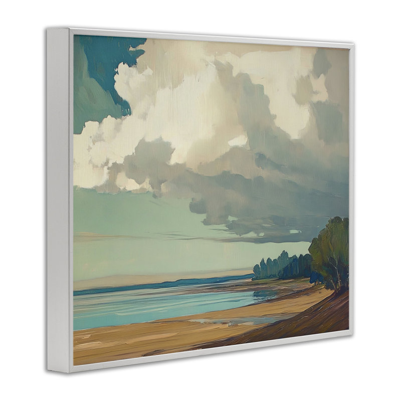 «Sunlit Clouds over Beach», estampe numérique encadrée, design par Elara Yasna, H 24 po x l 30 po