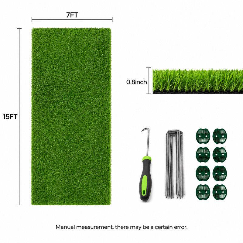 Tapis synthétique en gazon synthétique de 7 pi x 14 pi avec une hauteur de poils de 0,8 po
