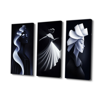Monochromes femme déesse Echoes Of Her Soul I - Collection d'art mural femme déesse, ensemble de 3