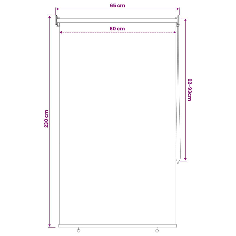 Roller shade, 65 cm W x 230 cm L