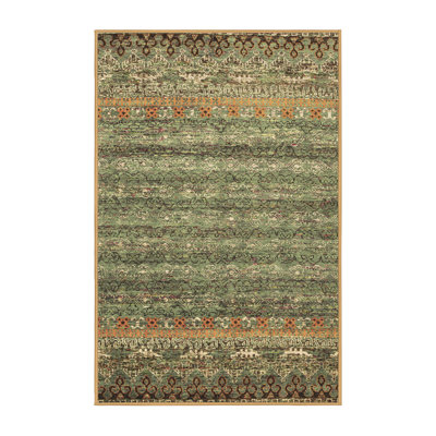 Tapis marocain en laine / polyester tissé à la machine en brun / vert