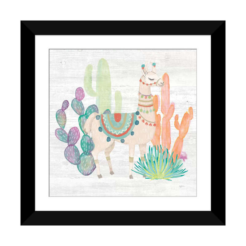 «Lovely Llamas II», reproduction sur toile, H 24 po x l 24 po x P 1 po, Papier d'art encadré noir, Blanc