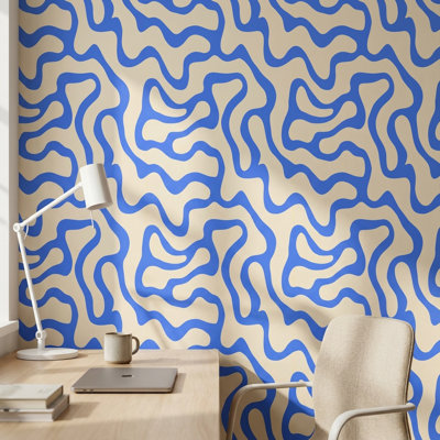 Papier peint abstrait à motif mural beige, décoration murale beige